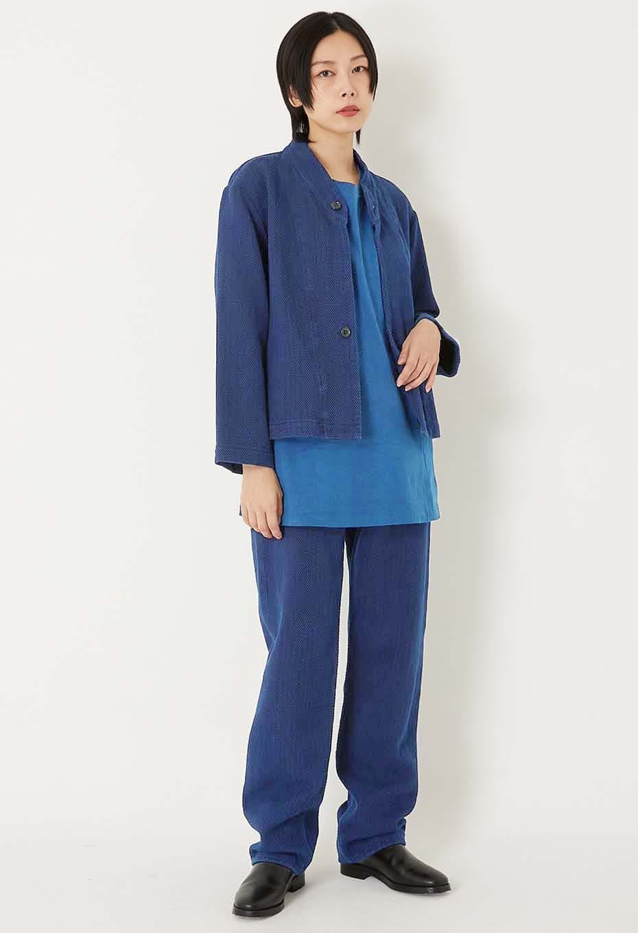 Woven Pure Indigo Light Sashiko Jeans - INDIGO