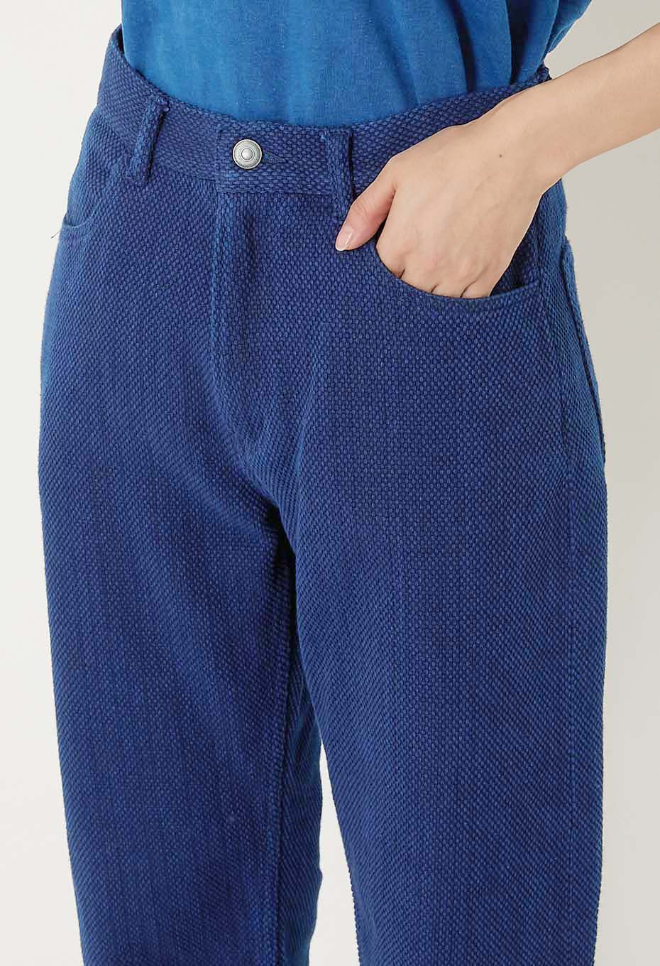 Woven Pure Indigo Light Sashiko Jeans - INDIGO